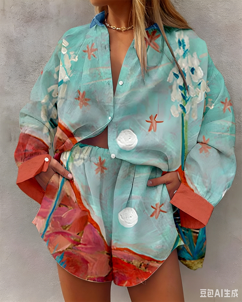 Resort Shirt Floral - Hawaii Summer Fashion Long Sleeve Shirts