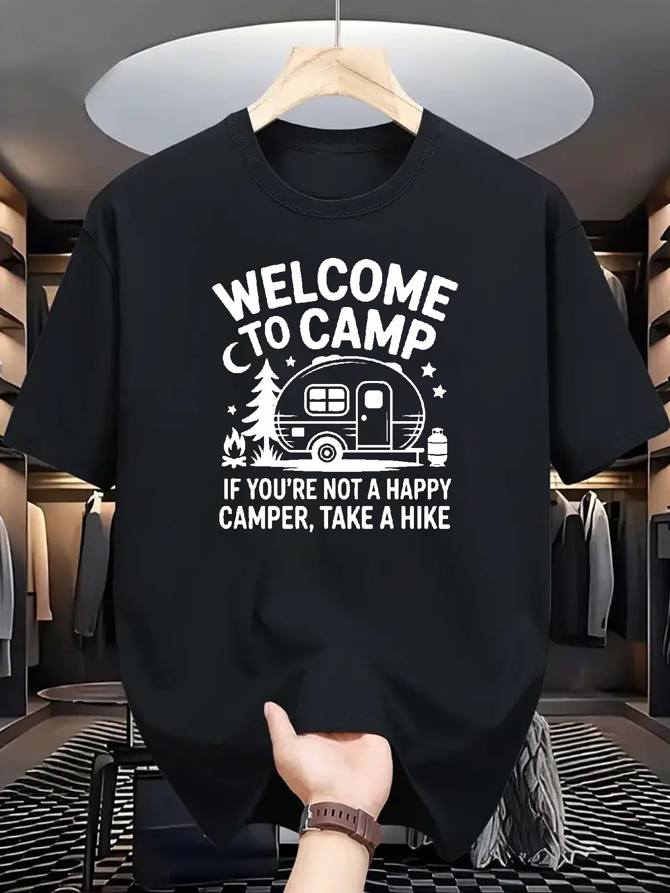 Tee Graphic Print - Men's Black T-Shirt Graphic Casual Tee