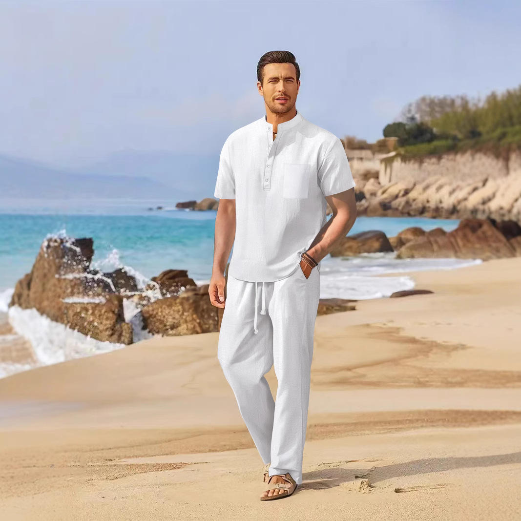 Loose Casual Cotton Linen Men' - مراجعة Linen Shirt Breathable وسعره