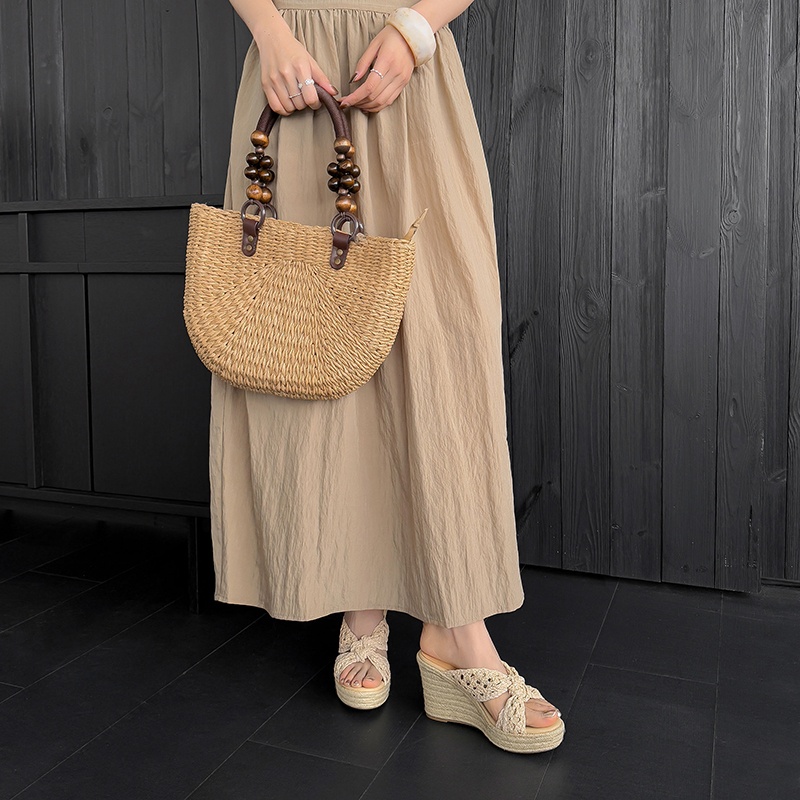 MKKHOU Women Woven Straw Wedge - مراجعة Espadrille Slip On وسعره