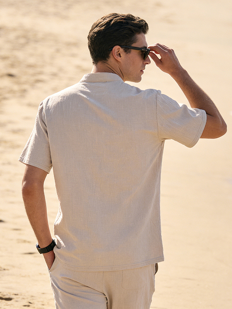 Men's Cotton Linen Henley Shir - مراجعة Linen Shirt Breathable وسعره