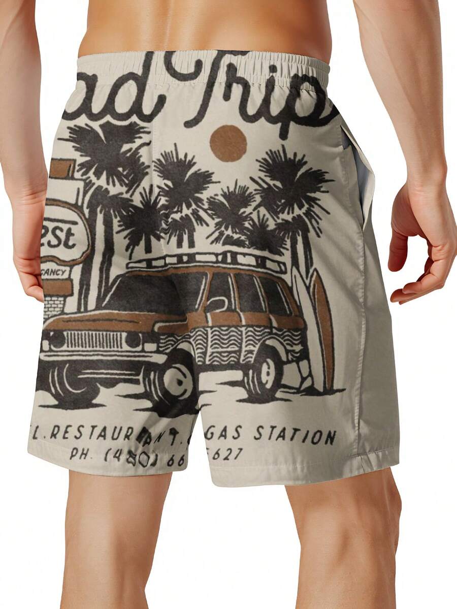 Mens Beach Trip Print Board Sh - مراجعة Swim Trunk Quick Dry وسعره