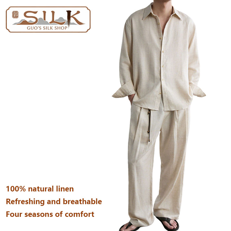 High-end Natural Linen Men's S - مراجعة Linen Shirt Breathable وسعره