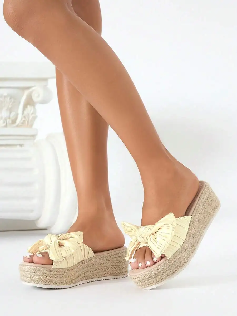 Pleated Satin Bow Espadrille P - مراجعة Espadrille Slip On وسعره