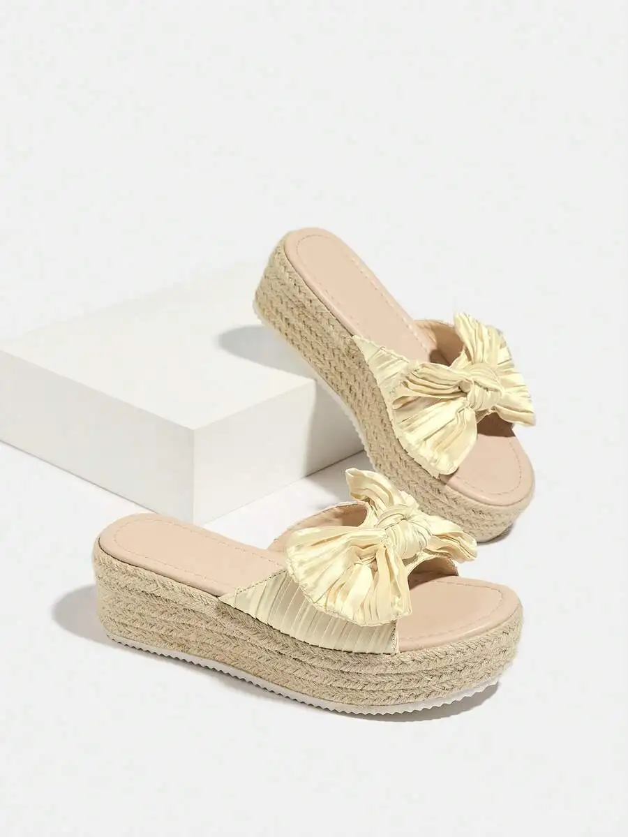 Pleated Satin Bow Espadrille P - مراجعة Espadrille Slip On وسعره
