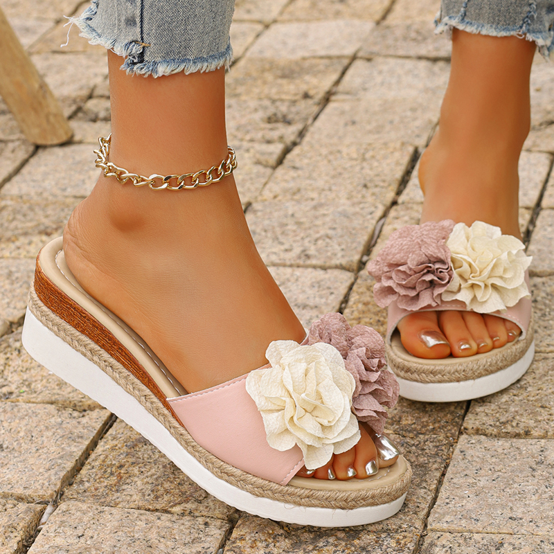 Women's Pink Flower Decor Plat - مراجعة Espadrille Slip On وسعره