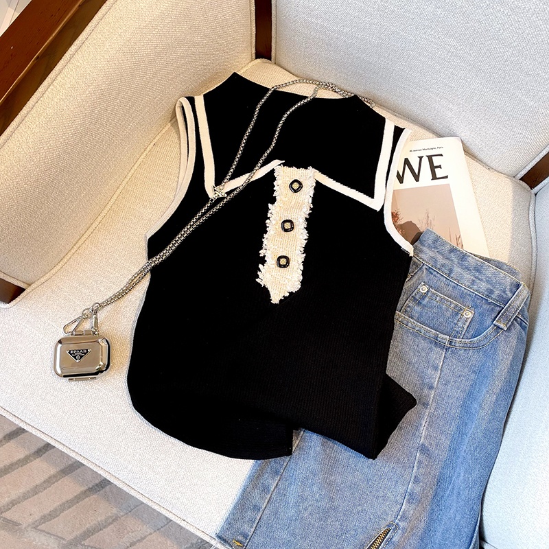 Slim Fit Knitted Vest Women's  - مراجعة Shirt Camp Collar وسعره
