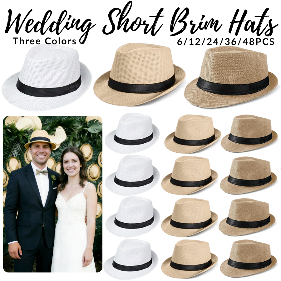 6-48PACK Wedding Straw Fedora  - مراجعة Bucket Hat Straw وسعره