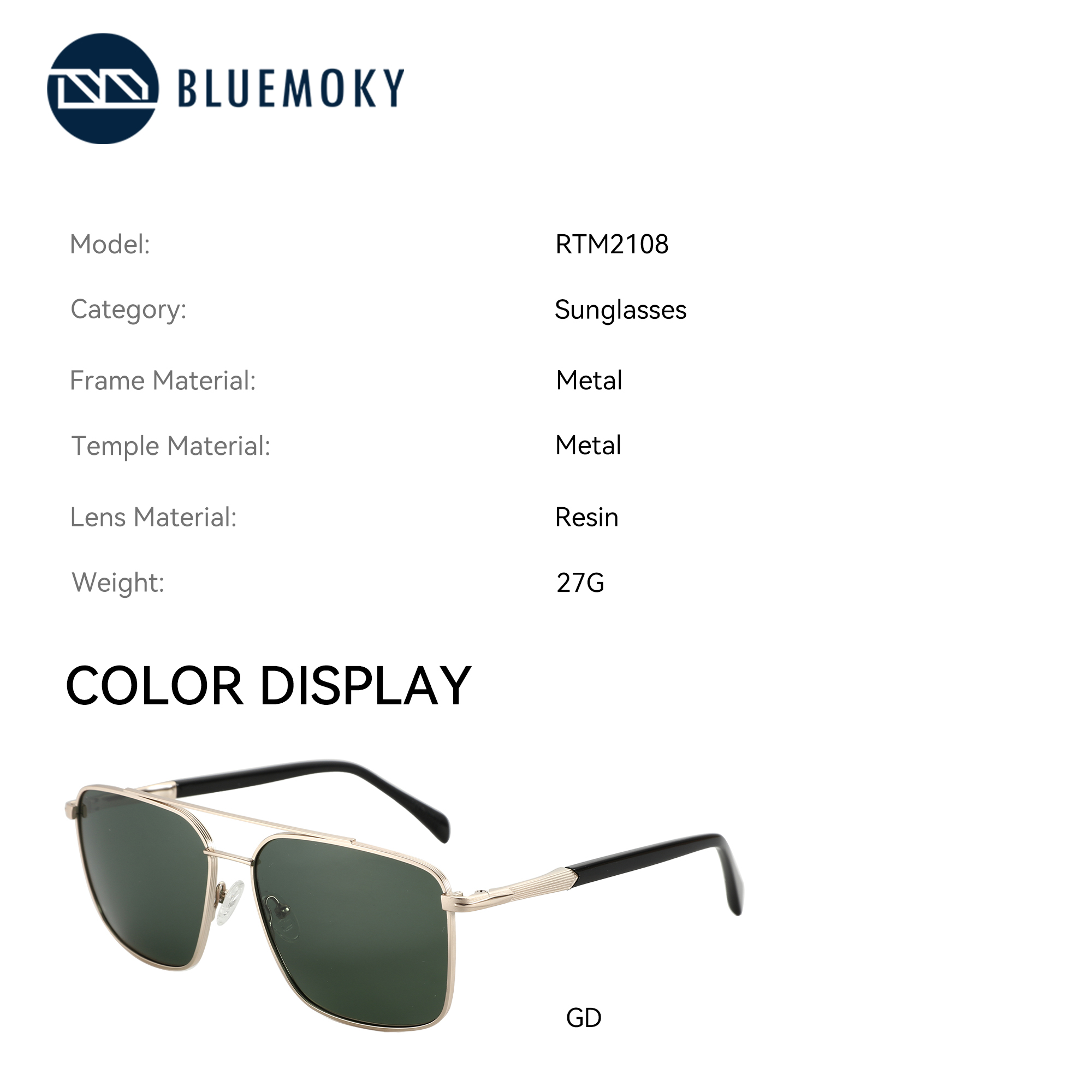 BLUEMOKY L Size Fashion Metal  - مراجعة Sunglasses Aviator Polarized وسعره