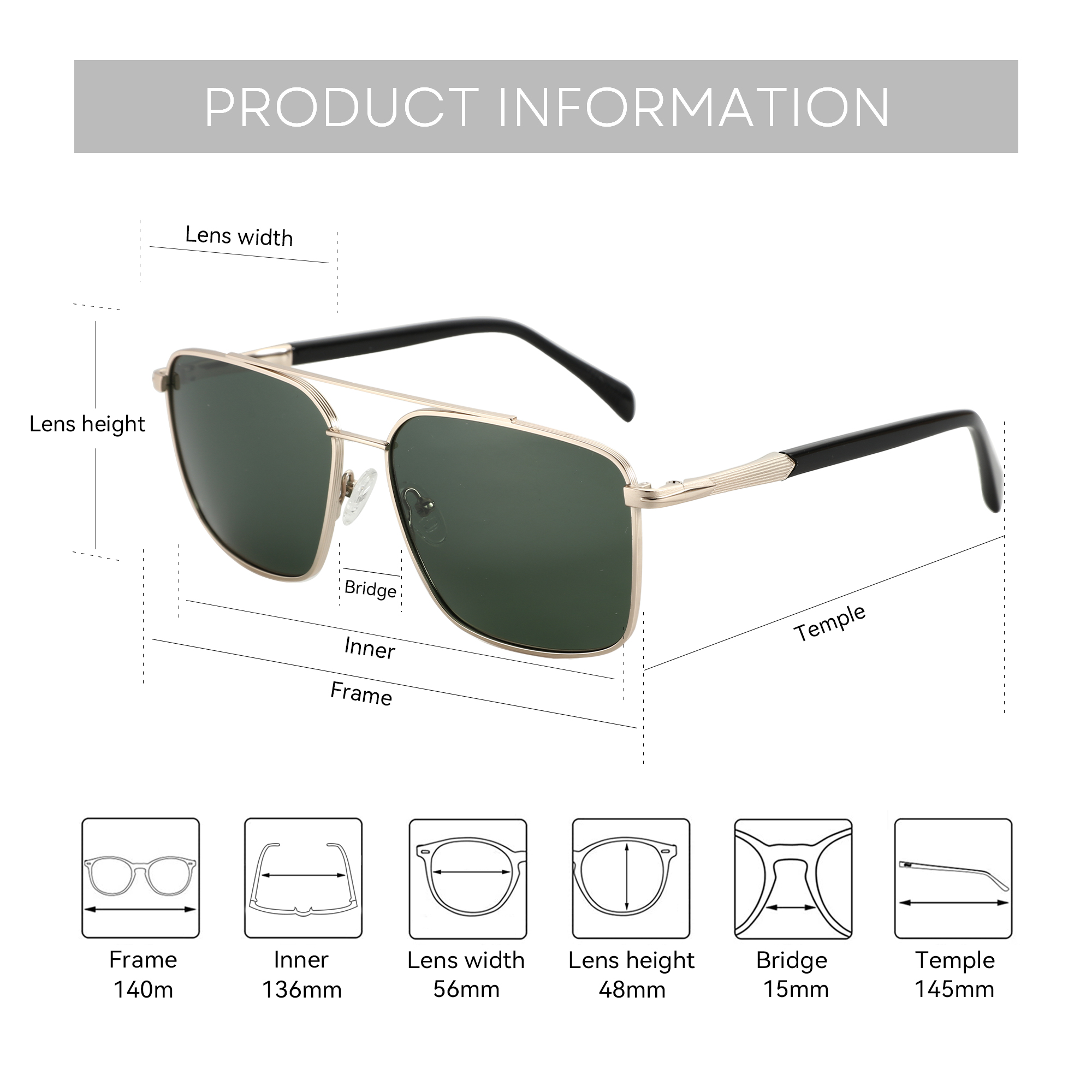 BLUEMOKY L Size Fashion Metal  - مراجعة Sunglasses Aviator Polarized وسعره