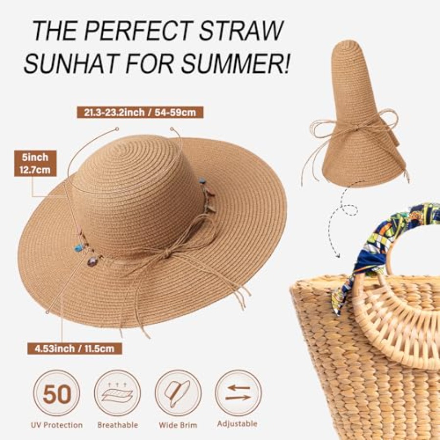Trifabricy Beach Sun Straw Hat - مراجعة Packable Hat Nylon وسعره