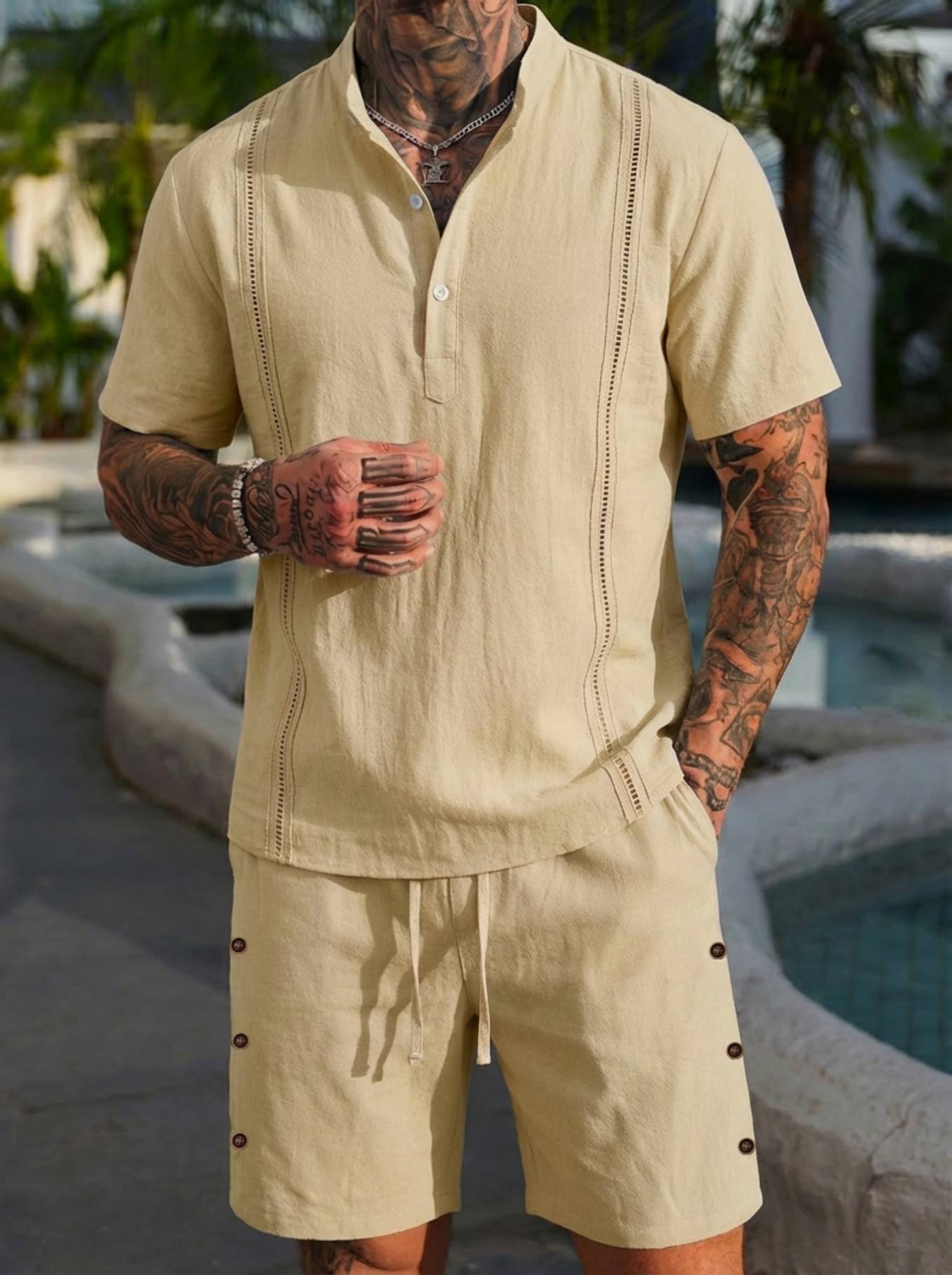 2026 men's summer beach casual - مراجعة Short Linen Drawstring وسعره