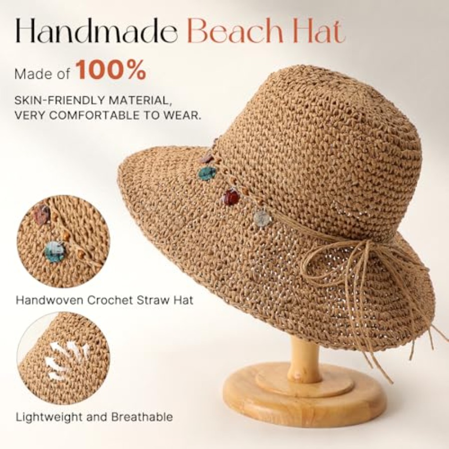 Beach Sun Hats for Women, Stra - مراجعة Packable Hat Nylon وسعره