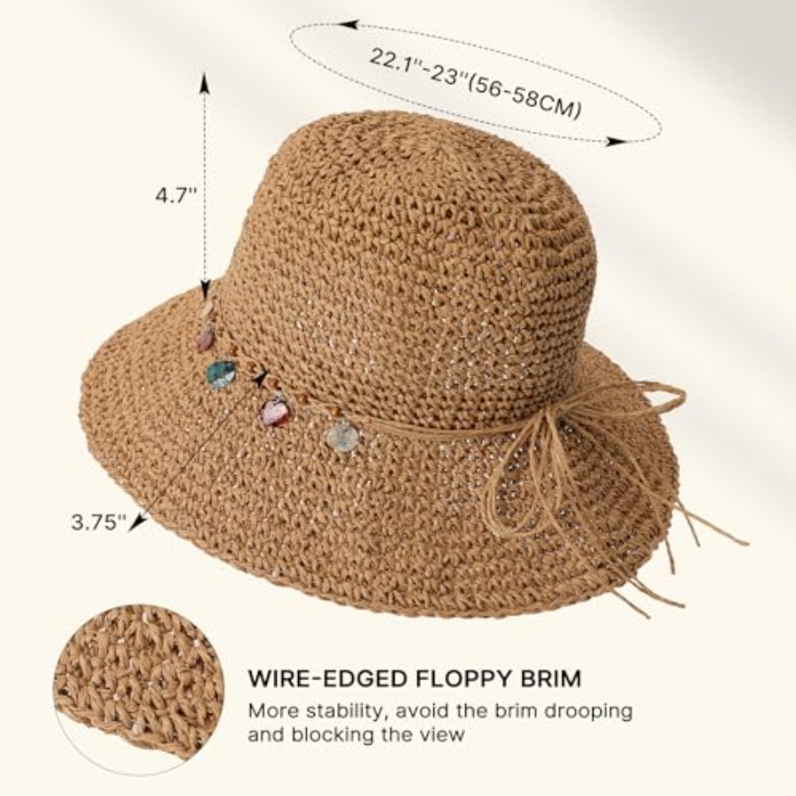 Beach Sun Hats for Women, Stra - مراجعة Packable Hat Nylon وسعره