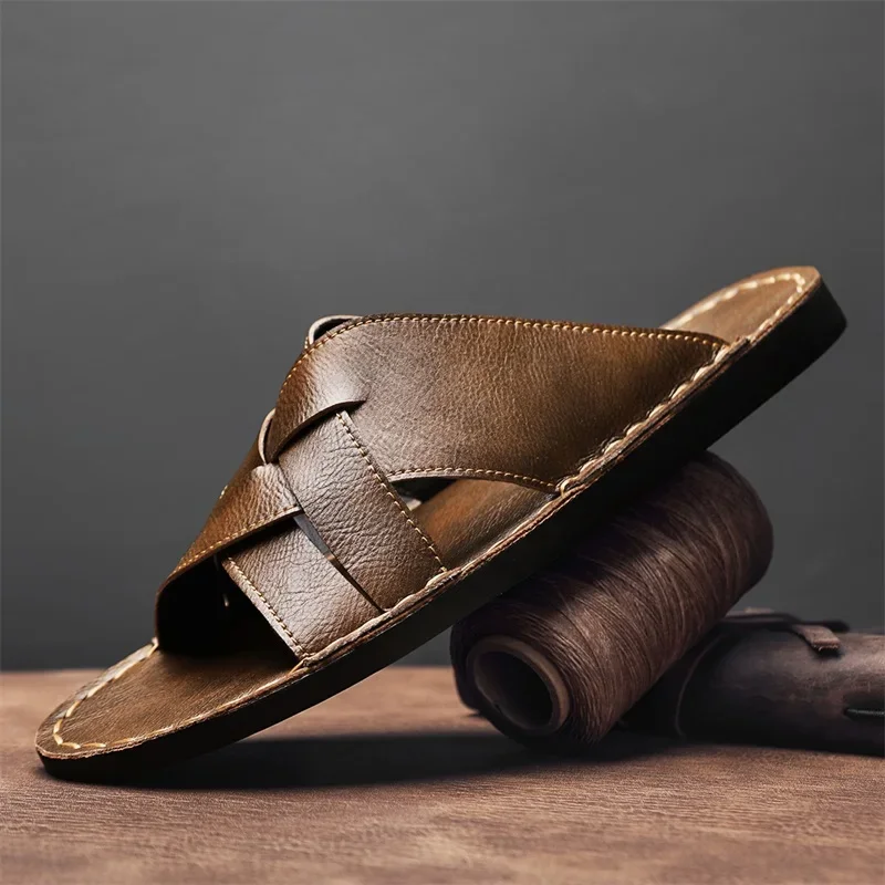 Genuine Leather Men Casual San - مراجعة Flip Flop Leather Men وسعره
