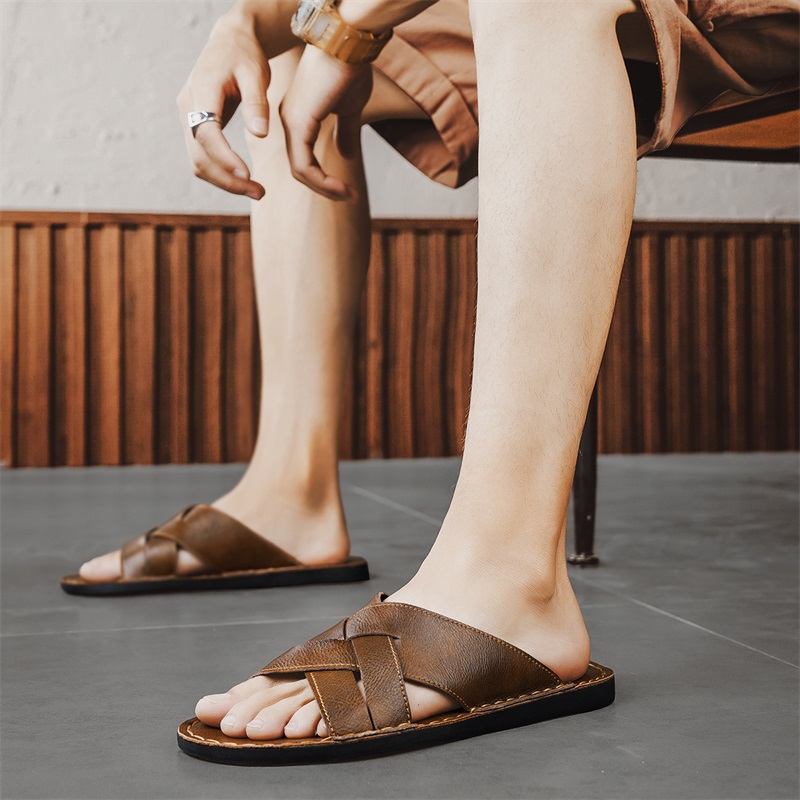 Genuine Leather Men Casual San - مراجعة Flip Flop Leather Men وسعره
