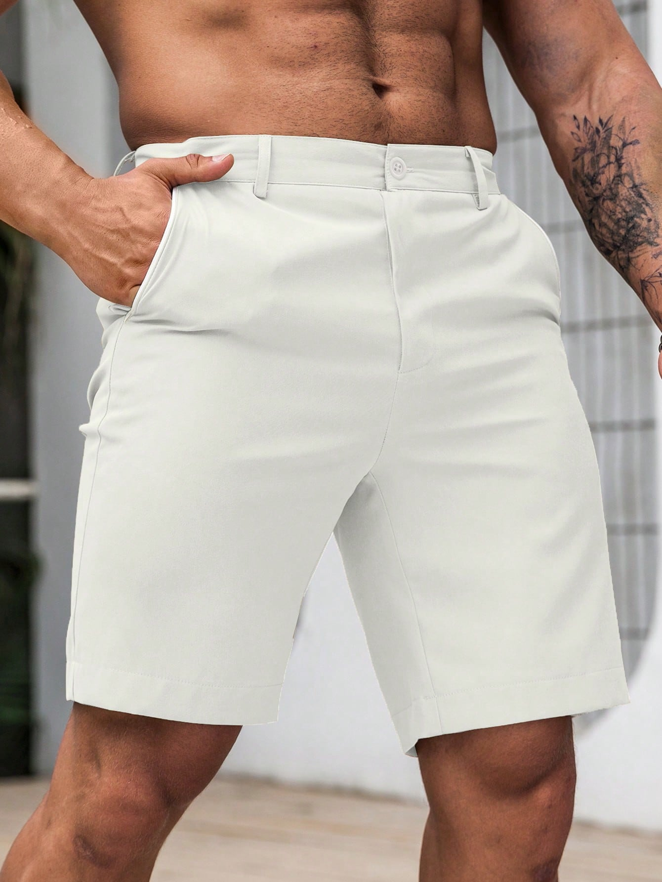 Men's Solid Chino Casual Short - مراجعة Shorts Chino Slim وسعره