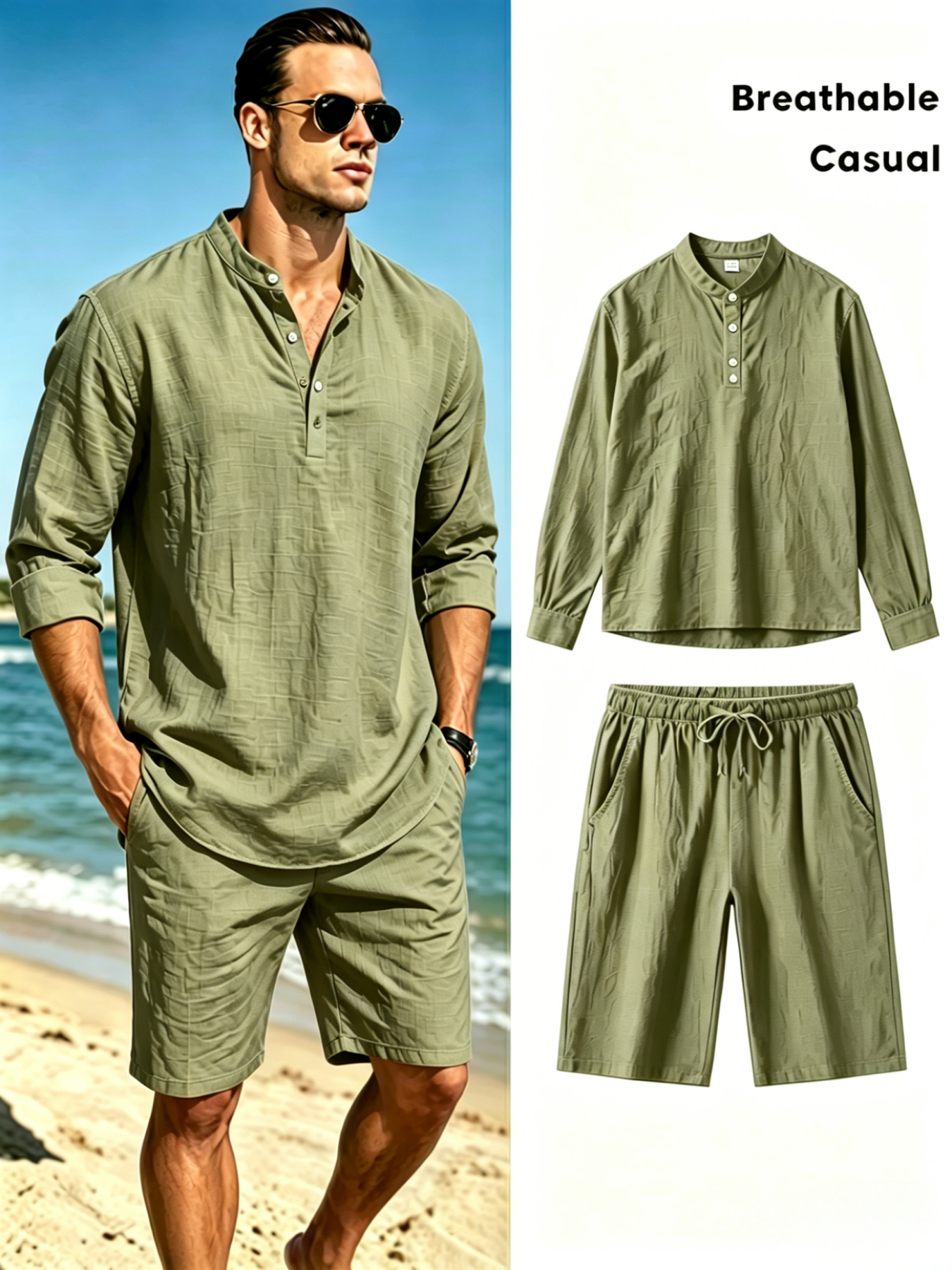 mens cotton linen henley shirt - مراجعة Linen Shirt Breathable وسعره