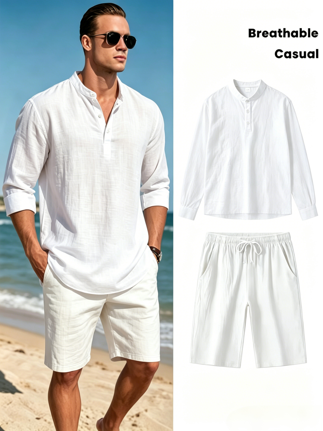 mens cotton linen henley shirt - مراجعة Linen Shirt Breathable وسعره