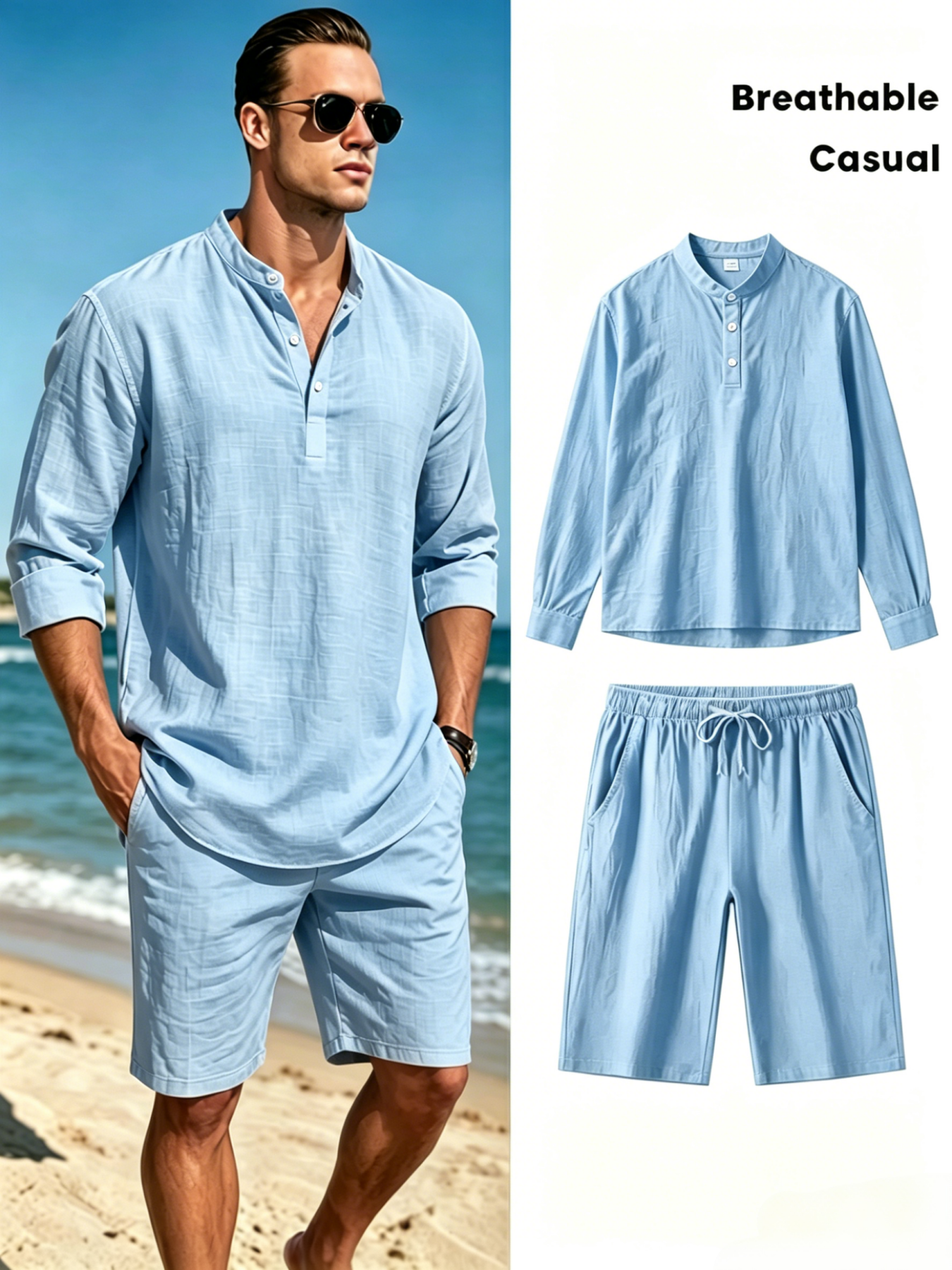 mens cotton linen henley shirt - مراجعة Linen Shirt Breathable وسعره