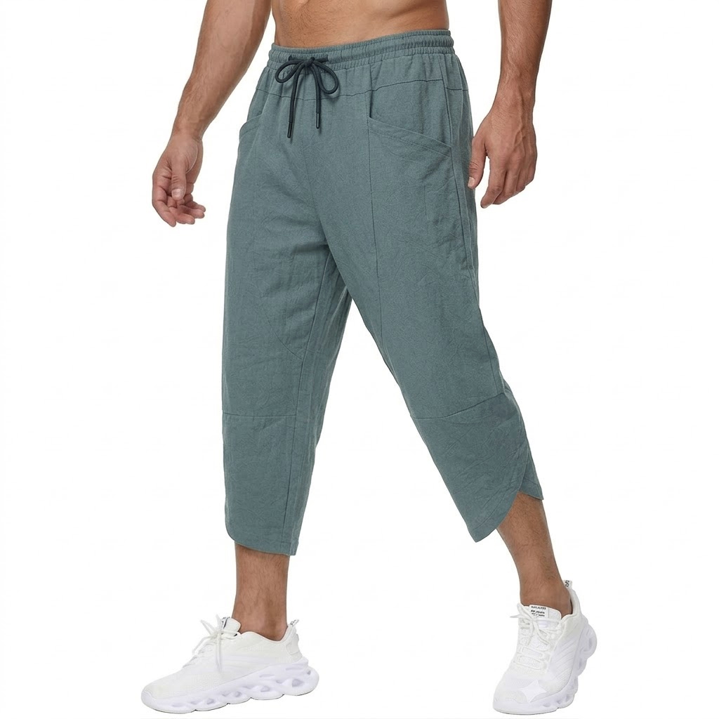 Summer Men's Linen Casual Shor - مراجعة Short Linen Drawstring وسعره