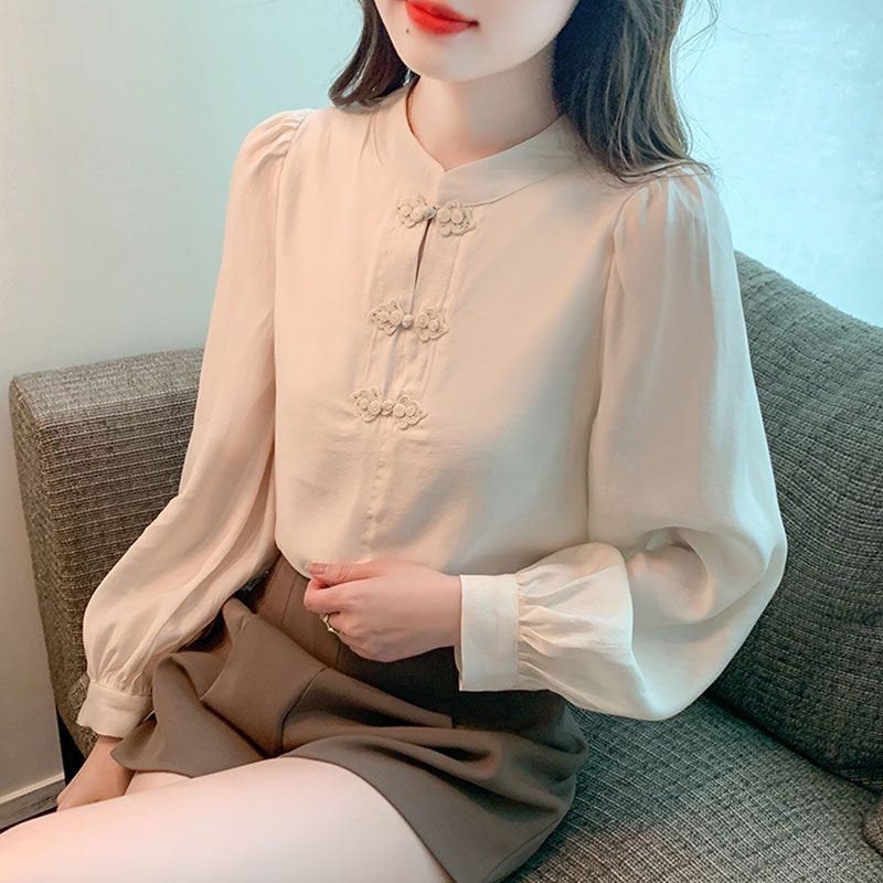 New Chinese Style Stand Up Col - مراجعة Shirt Camp Collar وسعره