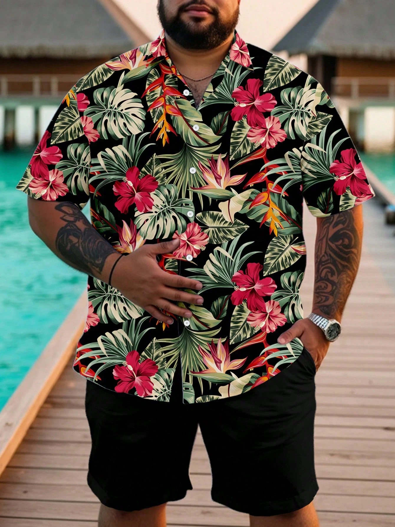 Casual Hawaiian Shirt Men Trop - مراجعة Resort Shirt Floral وسعره