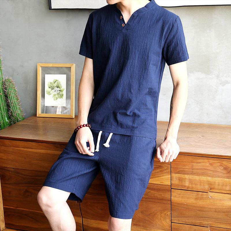Men's Cotton Linen Set T-shirt - مراجعة Linen Shirt Breathable وسعره