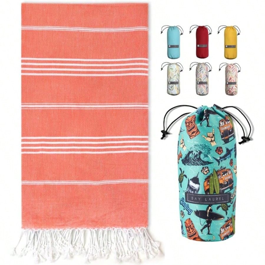Turkish Beach Towel With Trave - مراجعة Beach Towel Large وسعره