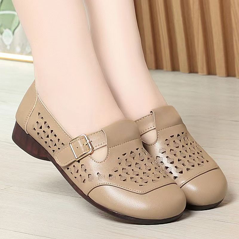 Women's Leather Hollow Out Low - مراجعة Casual Sandal Leather وسعره