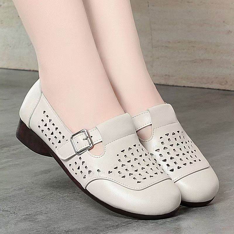 Women's Leather Hollow Out Low - مراجعة Casual Sandal Leather وسعره
