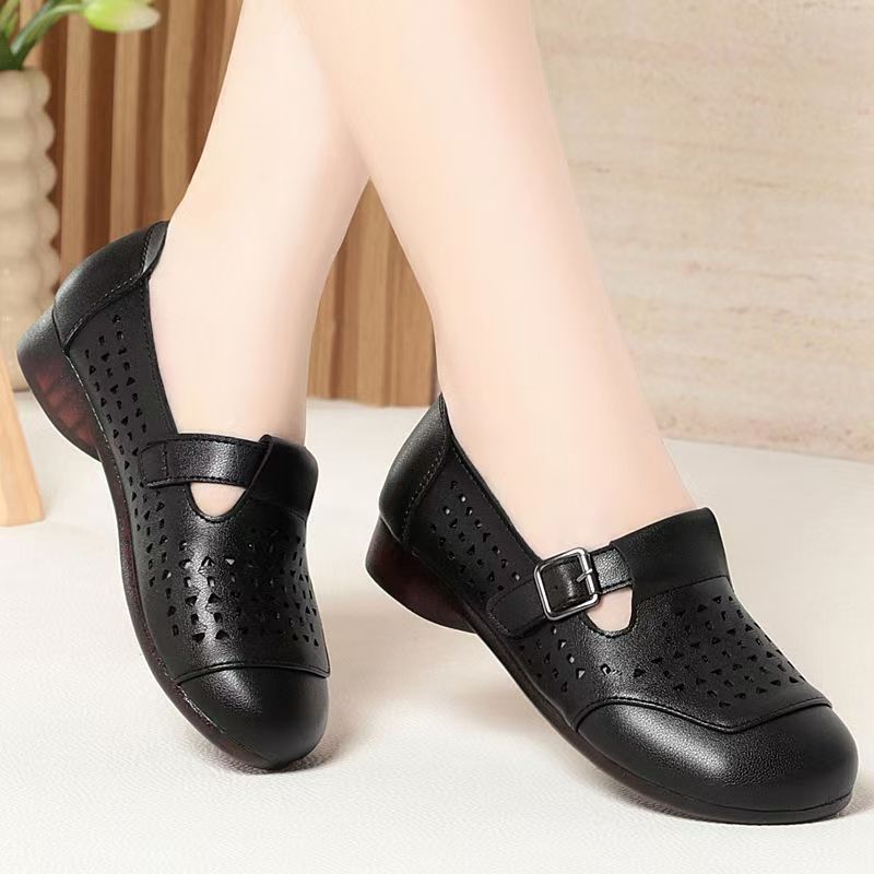 Women's Leather Hollow Out Low - مراجعة Casual Sandal Leather وسعره