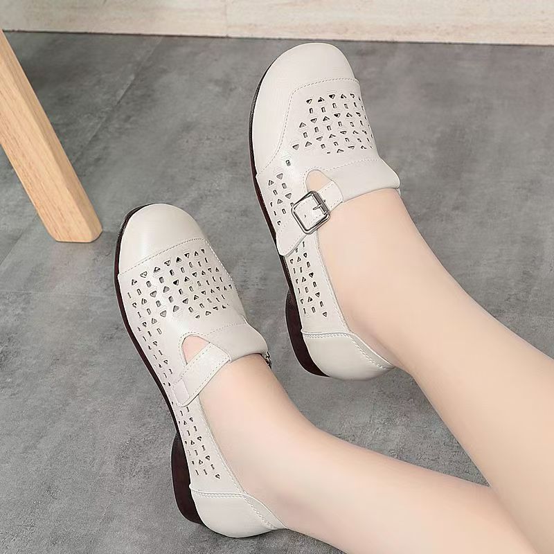 Women's Leather Hollow Out Low - مراجعة Casual Sandal Leather وسعره