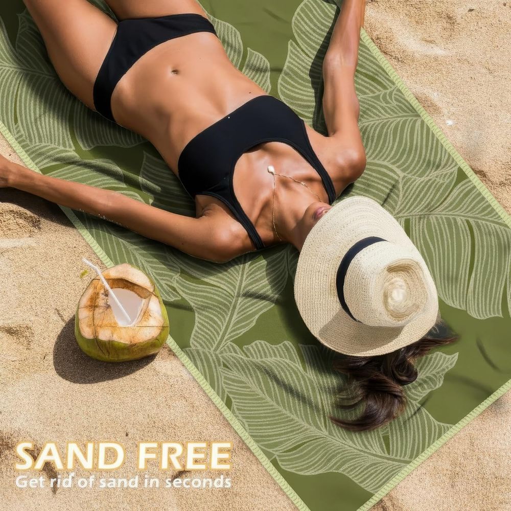 Large Quick-Dry Sand-Free Beac - مراجعة Beach Towel Large وسعره