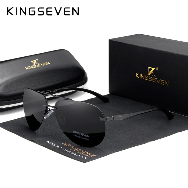 KINGSEVEN  Rimless Pilot Sungl - مراجعة Sunglasses Aviator Polarized وسعره