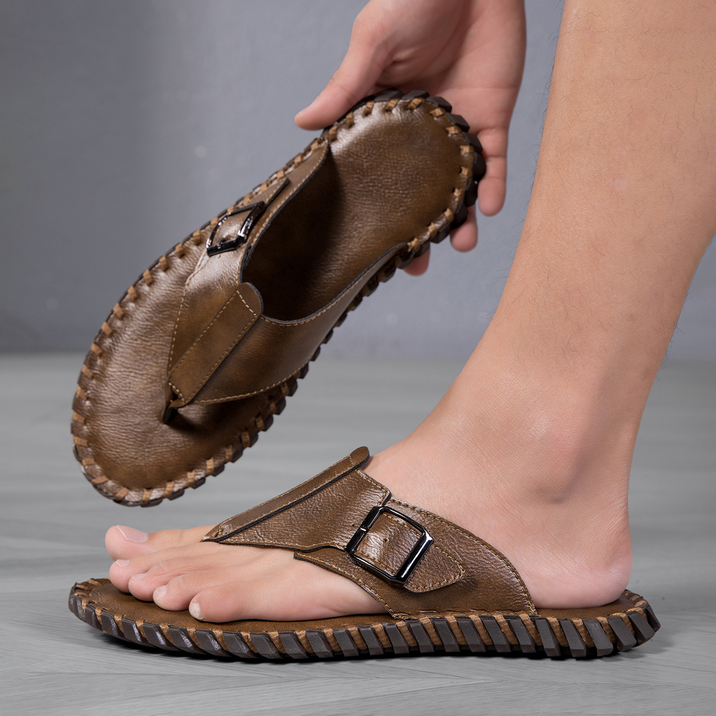 2026 Summer New Men's Plus Siz - مراجعة Flip Flop Leather Men وسعره