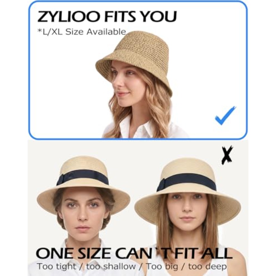 Zylioo XL Straw Bucket Hats, L - مراجعة Packable Hat Nylon وسعره