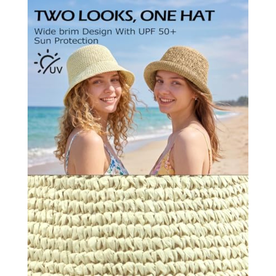 Zylioo XL Straw Bucket Hats, L - مراجعة Packable Hat Nylon وسعره