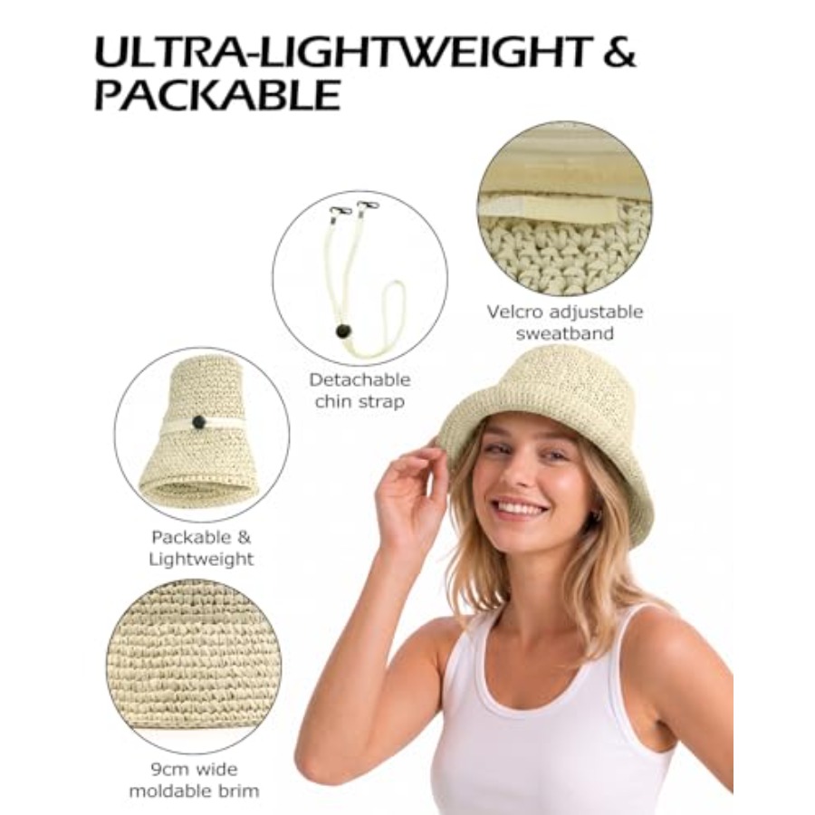 Zylioo XL Straw Bucket Hats, L - مراجعة Packable Hat Nylon وسعره