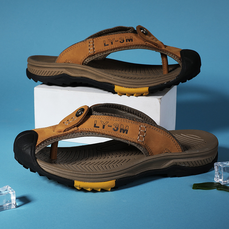New Men's Genuine Leather Flip - مراجعة Flip Flop Leather Men وسعره