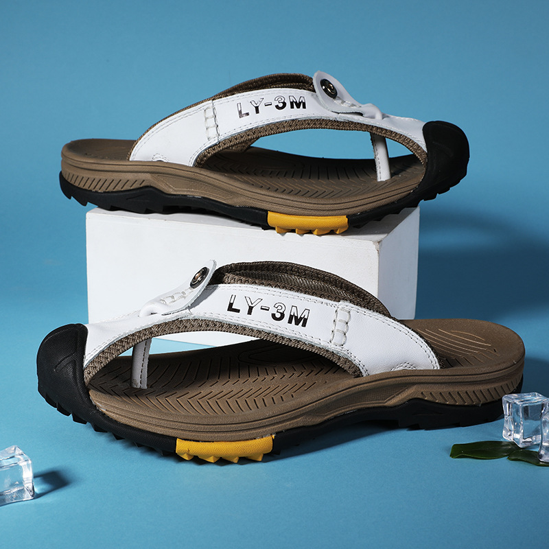 New Men's Genuine Leather Flip - مراجعة Flip Flop Leather Men وسعره