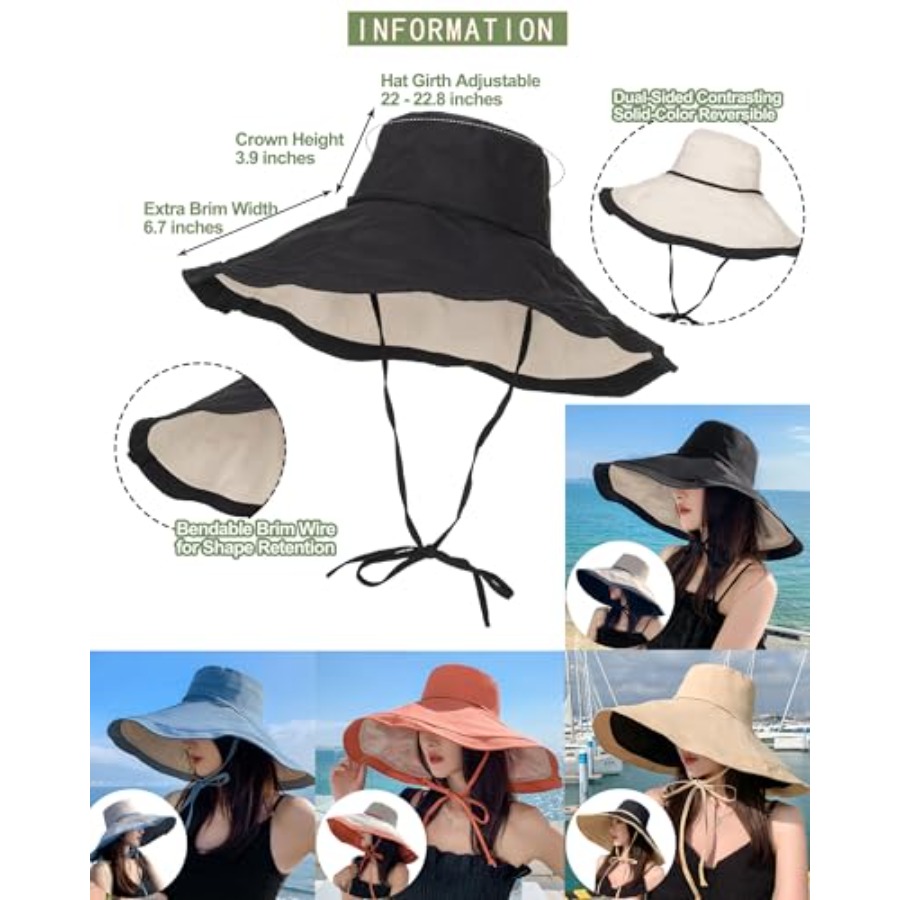 Extra Wide-Brim Sun Hats Women - مراجعة Packable Hat Nylon وسعره