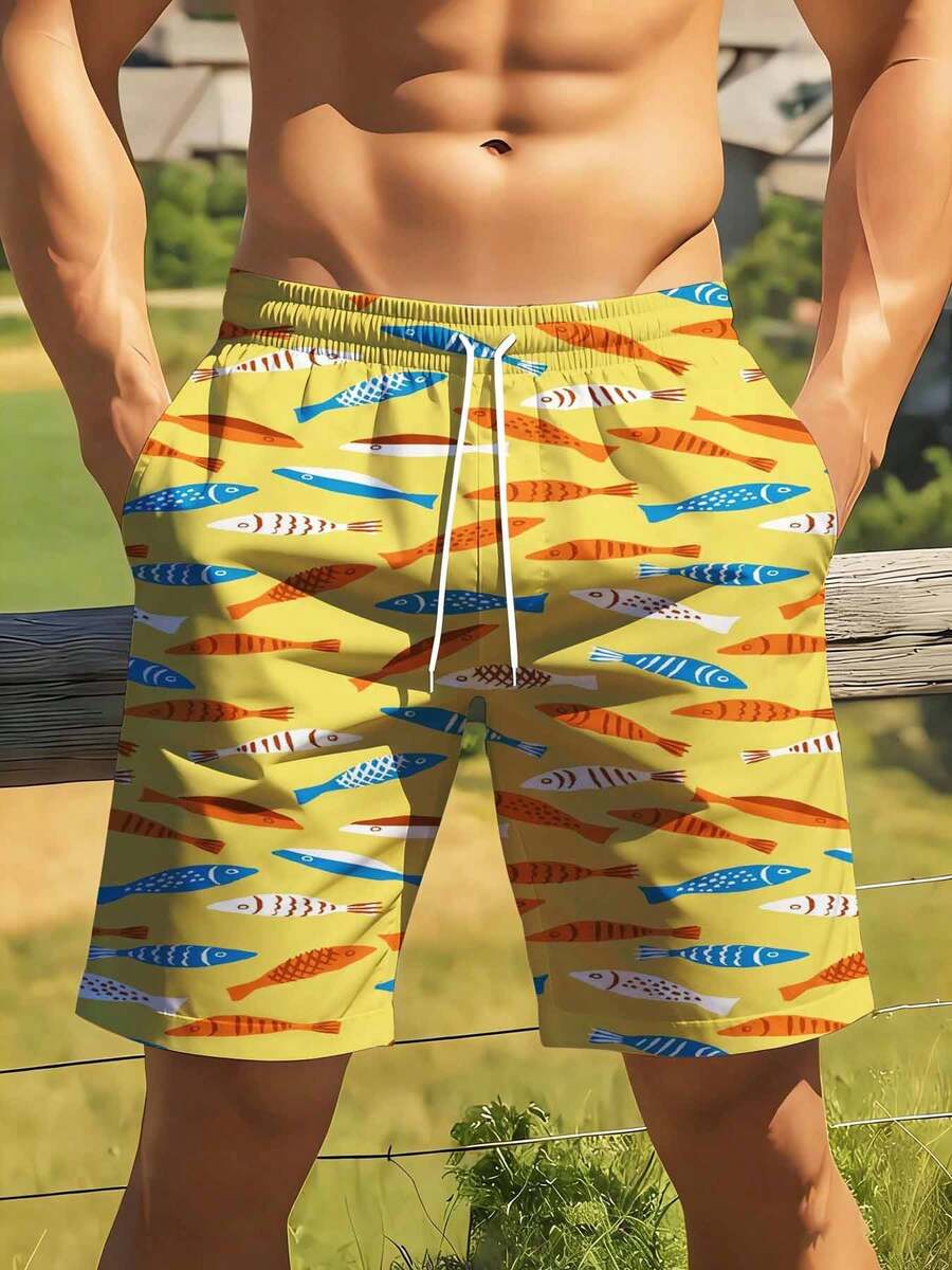 Colorful Fish Pattern Swim Tru - مراجعة Swim Trunk Quick Dry وسعره