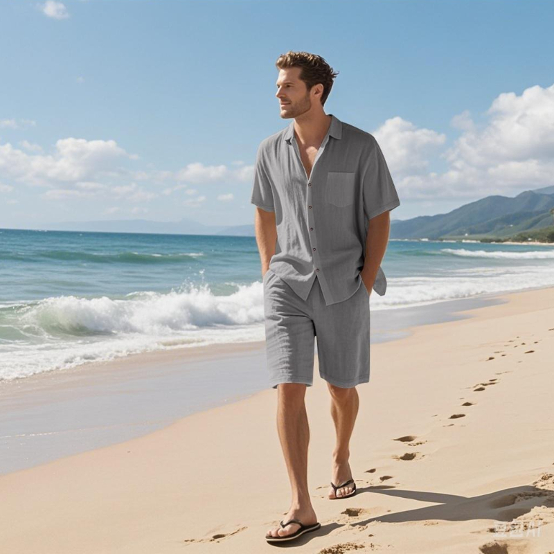 High-End Men's Summer Shorts S - مراجعة Linen Shirt Breathable وسعره