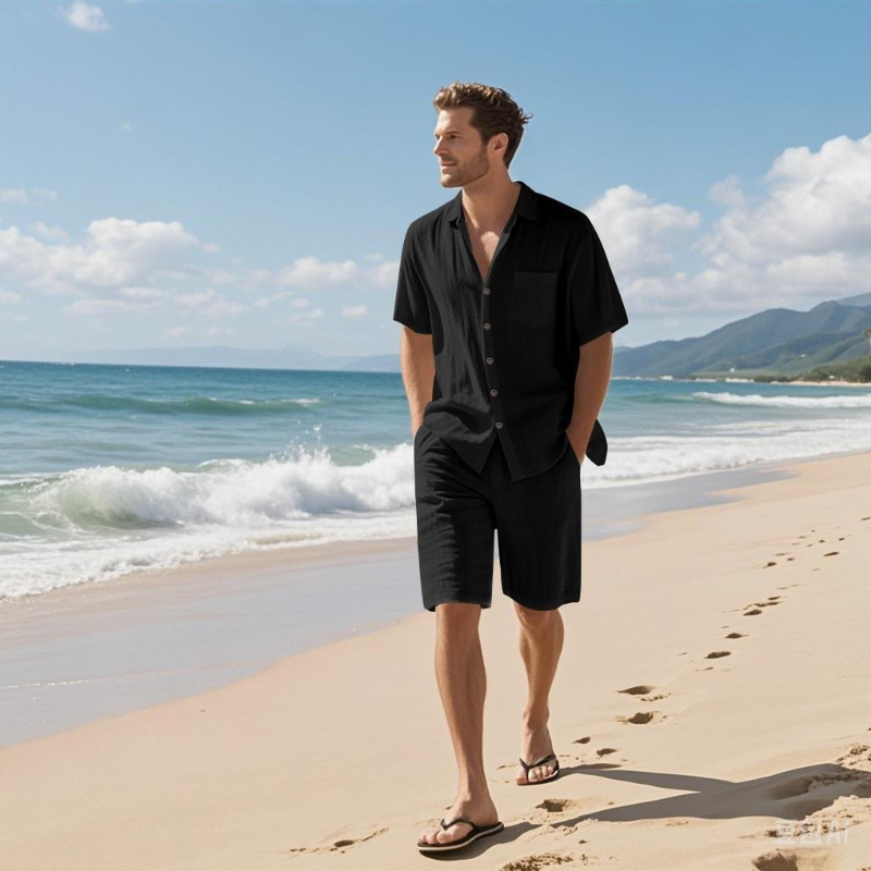 High-End Men's Summer Shorts S - مراجعة Linen Shirt Breathable وسعره