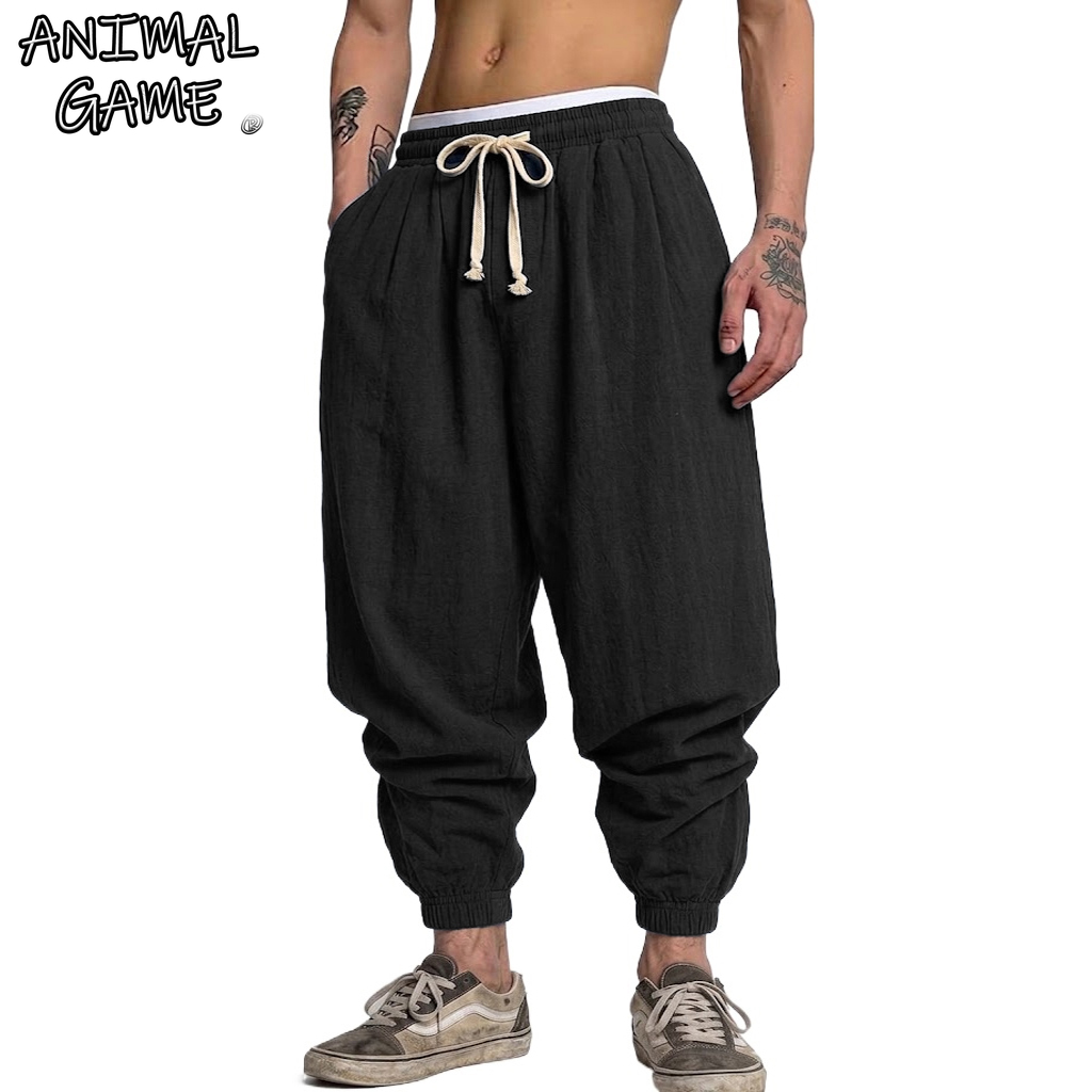 Korean Cotton Linen Trousers A - مراجعة Short Linen Drawstring وسعره