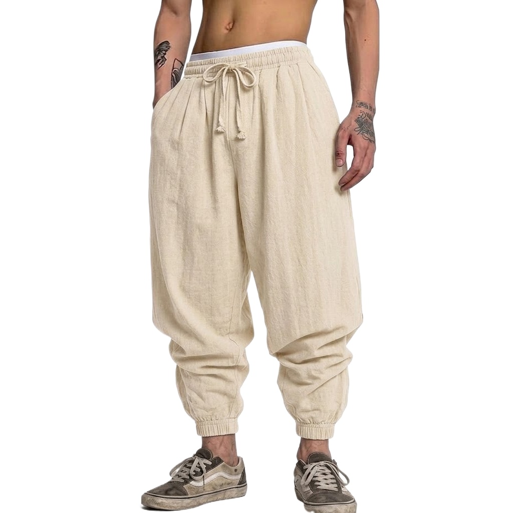 Korean Cotton Linen Trousers A - مراجعة Short Linen Drawstring وسعره