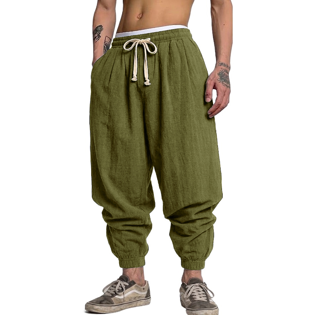 Korean Cotton Linen Trousers A - مراجعة Short Linen Drawstring وسعره
