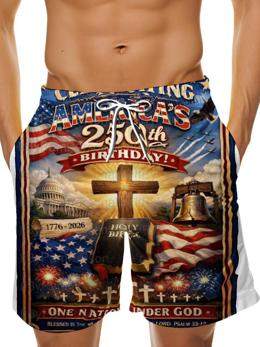Mens Patriotic Swim Trunks 250 - مراجعة Swim Trunk Quick Dry وسعره