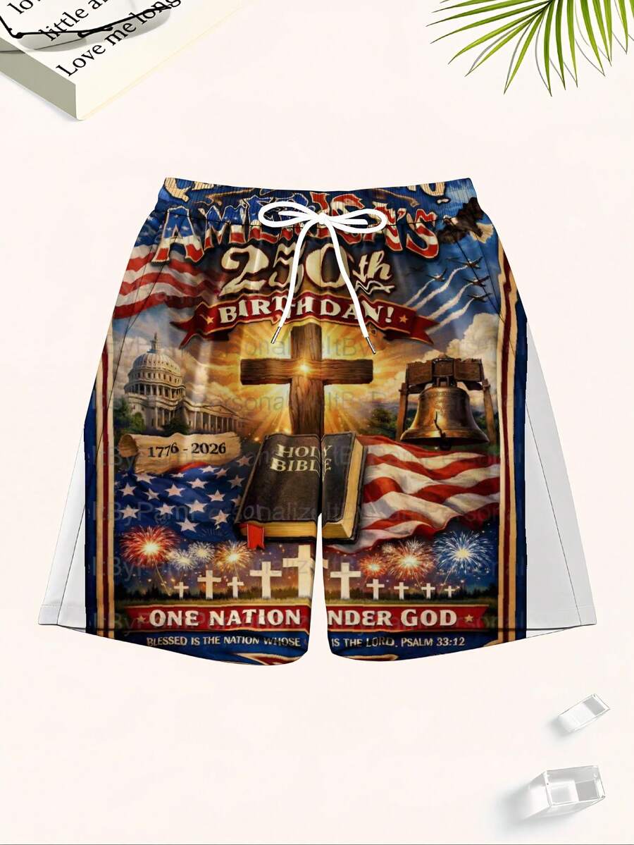Mens Patriotic Swim Trunks 250 - مراجعة Swim Trunk Quick Dry وسعره